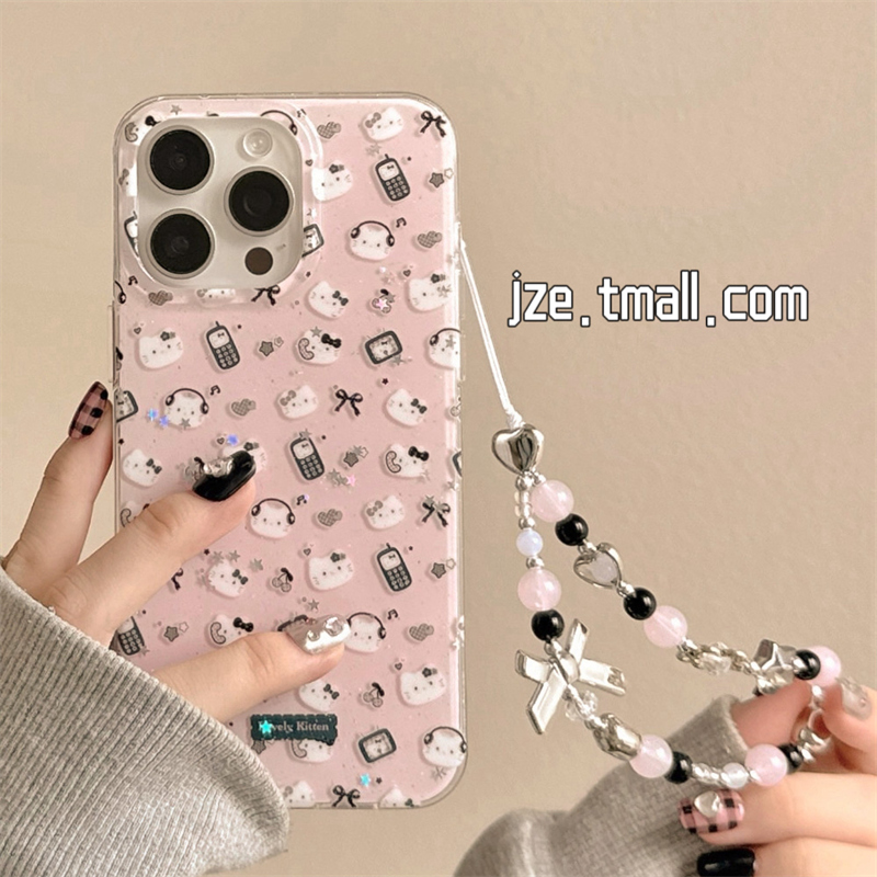 ins小众粉色诺基亚HelloKitty适用苹果15手机壳iphone16ProMax新款15promax女13双层16pro带链条14全包保护套