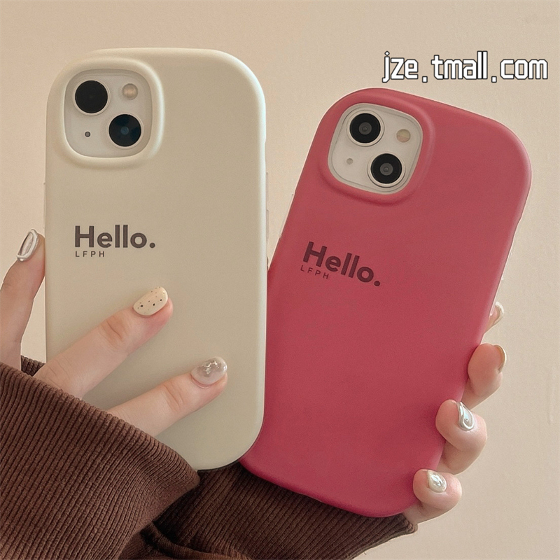 ins风纯色简约你好英文适用苹果14手机壳iPhone13ProMax新款15pro防摔12女款11硅胶14pro情侣气垫个性全包软
