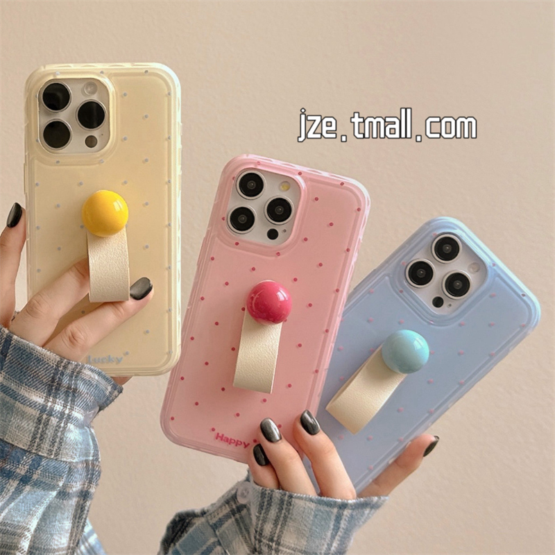 韩系简约波点指环扣适用苹果14手机壳iPhone13ProMax新款15pro防摔12女款小众11硅胶14pro创意全包情侣软壳套