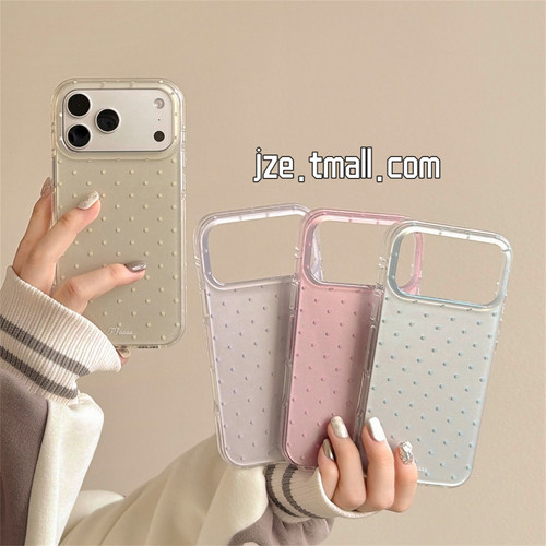 jze韩系ins简约纯色小波点适用苹果18ProMax手机壳双层iphone17pro新款16女款高颜值15pro超好看14防摔手机套