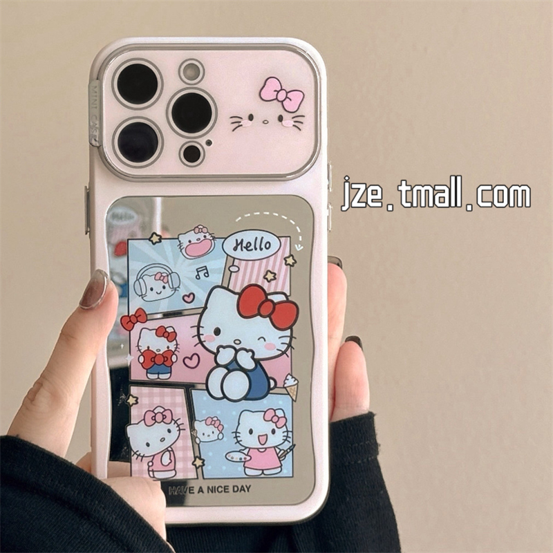 jze甜美可爱HelloKitty卡通适用苹果15手机壳iphone16ProMax新款15promax少女13带镜头膜16pro韩14全包保护套