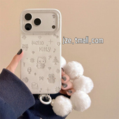 jze 冬日氛围可爱白底闪粉缕空雪人kt猫适用苹果17ProMax手机壳iphone15新款 16pro女13全包15pro防摔保护套14