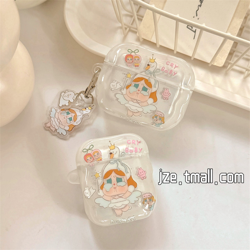 jze 少女心可爱天使哭娃适用苹果新4代airpods蓝牙无线耳机保护套airpods1/2/3硅胶软壳airpodspro三代女新款