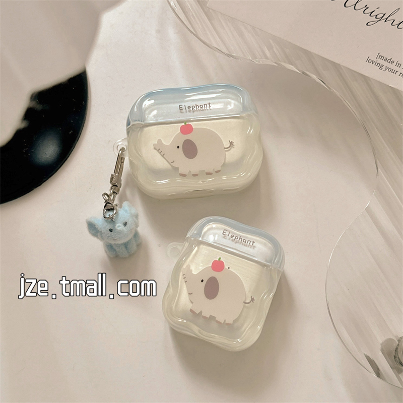 可爱卡通小象带挂件适用苹果新4代airpods蓝牙无线耳机保护套airpods1/2/3硅胶软壳airpodspro三代女新款小众