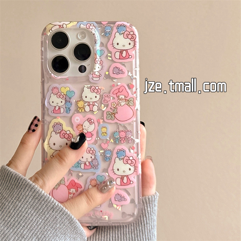 jze 少女心可爱HelloKitty卡通适用苹果16promax手机壳iphone13新款15pro女16网红15创意14pro双层防摔手机套