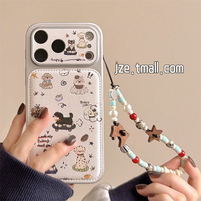 jze韩风ins趣味可爱卡通狗狗涂鸦适用苹果17ProMax手机壳iphone15新款16pro女款大视窗17pro全包14防摔手机套