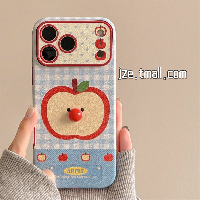 jze 小众简约可爱蓝格纹苹果适用苹果17ProMax手机壳iphone15新款16pro女13仿皮15pro全包防摔保护套14超好看