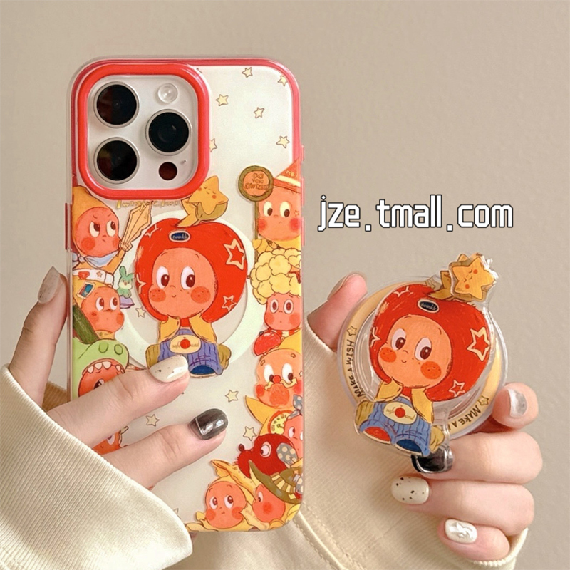 ins可爱卡通动漫星星人磁吸支架适用苹果15手机壳iphone16ProMax新款15promax女款13二合一16pro全包14保护套