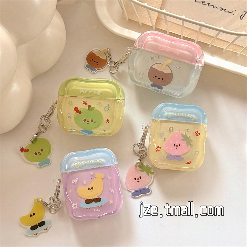 jze 可爱jellycat卡通水果带挂件适用苹果AirPods4保护壳airpods1/2/3蓝牙无线耳机套airpodspro二三四代新款