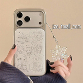 16pro女款 jze 冬日氛围可爱线条KT雪人适用苹果17ProMax手机壳iphone15新款 13雪花挂坠15pro滴胶14防摔保护套