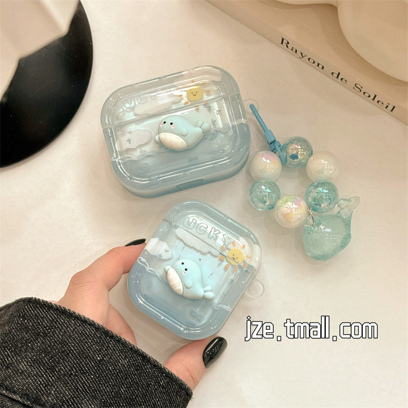 夏日立体可爱水豚适用苹果新4代airpods蓝牙无线耳机保护套airpods1/2/3硅胶软壳airpodspro二代新款小众透明