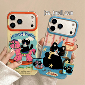 16pro女款 jze 趣味可爱卡通派对帽猫咪适用苹果17ProMax手机壳iphone15新款 13韩风小众15pro双层14防摔保护套