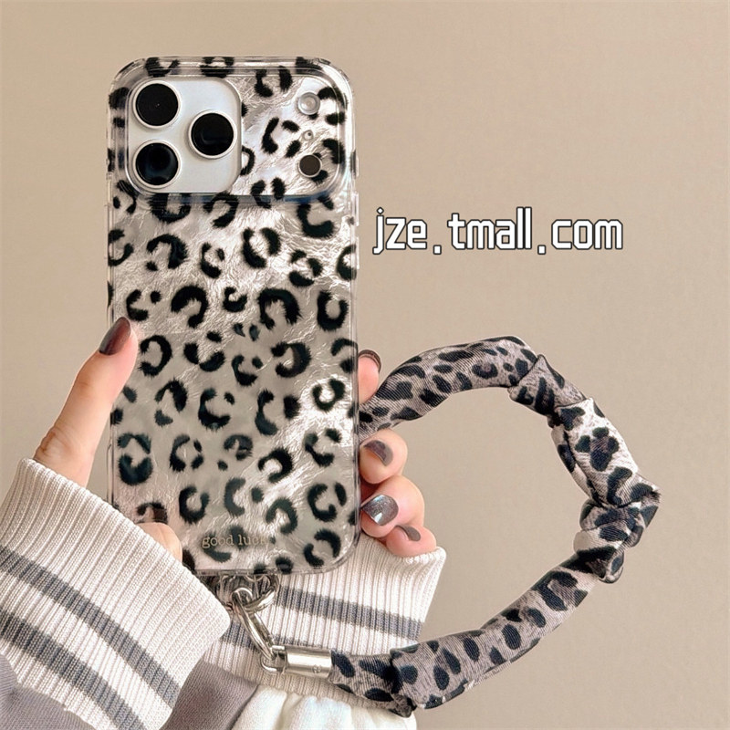 jze辣妹ins高级感锡纸纹黑色豹纹适用苹果17ProMax手机壳iphone15新款16pro女小众17pro双层14全包防摔手机套