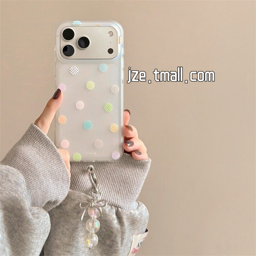 jze ins风半透磨砂彩色小波点适用苹果17ProMax手机壳iphone16promax新款17女款15pro超好看14全包防摔手机套