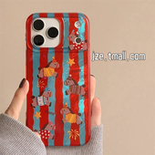 16pro女款 jze 新年红蓝锡纸纹彩绘卡通小马适用苹果17ProMax手机壳iphone15新款 13创意15pro全包14防摔保护套