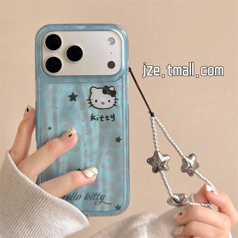 jze 日韩可爱甜酷豹纹星星KT猫适用苹果17ProMax手机壳iphone15新款16pro女13镭射双层15pro超火14防摔保护套