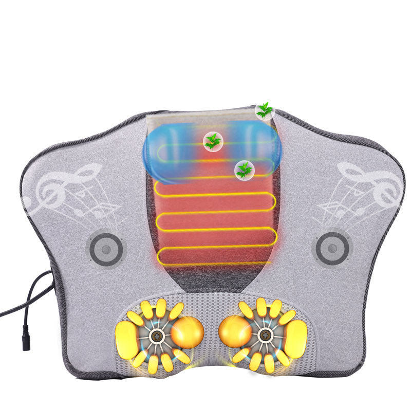 颈椎牵引按摩枕头气囊温感热敷揉捏颈部电动充气腰颈两用按摩器