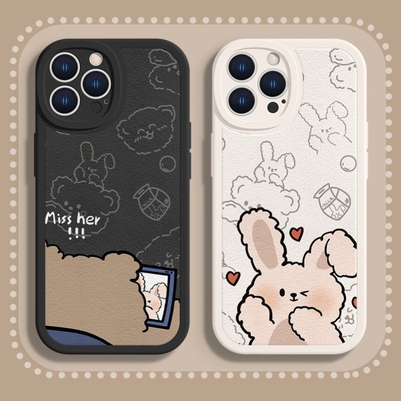 新款适用小熊ro手机壳pro15兔子小羊皮情侣12p苹果iphone16卡通