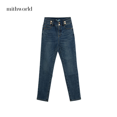 mithworld沵媞双扣高腰牛仔裤