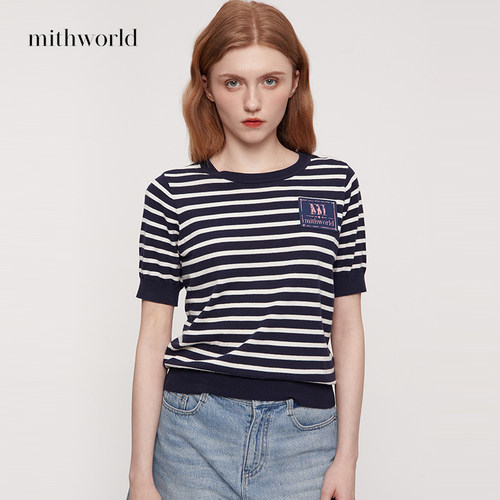 mithworld沵媞唛标条纹针织衫
