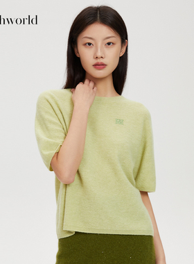 【商场同款】mithworld沵媞 粉果羊毛衫半袖针织套头衫女装透气