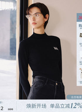 mithworld沵媞 打底针织衫2026春季新款女半高领百搭修身显瘦上衣