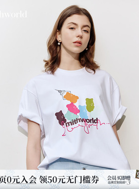 mithworld沵媞 原创印花logoT恤2026夏季新款透气高弹宽松棉短袖
