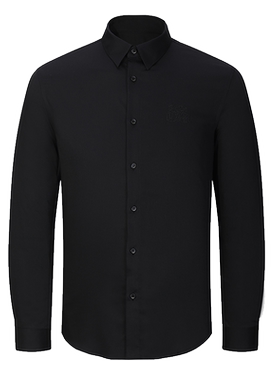 百搭纯黑色男长袖衬衫