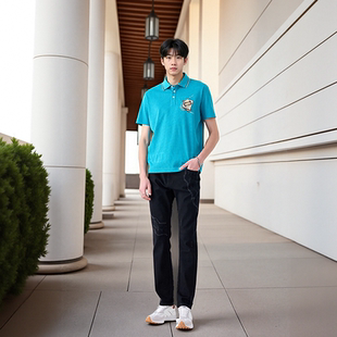 夏季 NAMAN POLO衫 DAVID 休闲湖蓝色翻领短袖 新款 弹力舒适 时尚