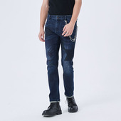 NAMAN 弹力舒适 秋冬款 DAVID 不规则印花中腰休闲直筒牛仔裤 男