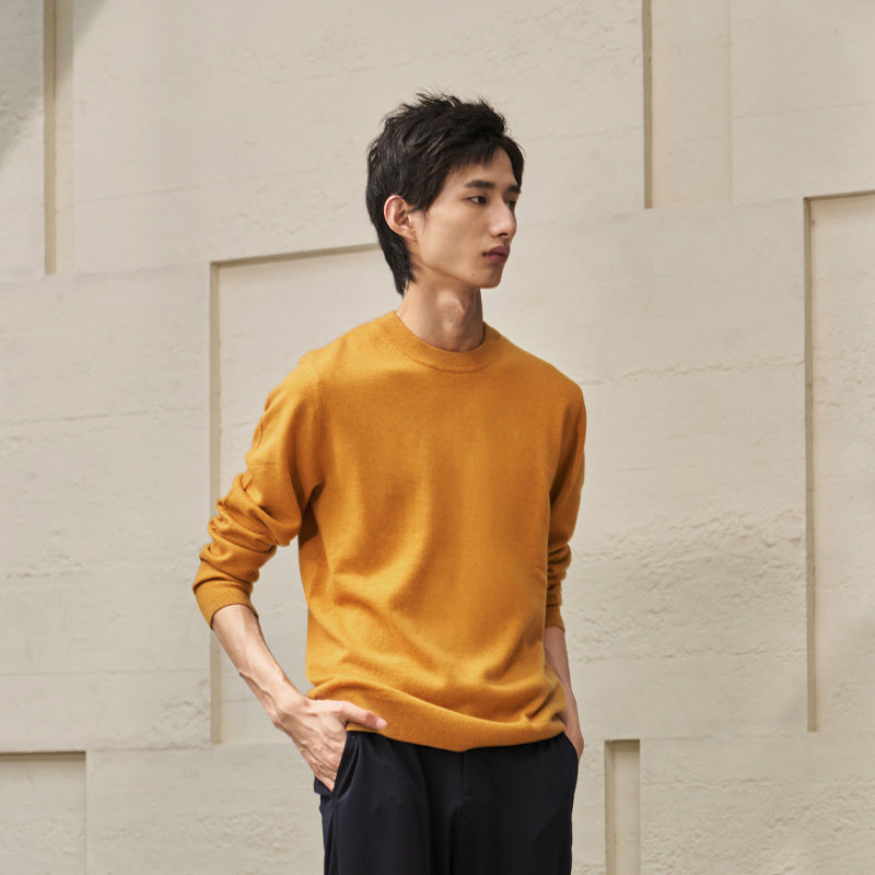 DAVID NAMAN【100%山羊绒】秋冬款男士圆领柔软亲肤纯色毛衫