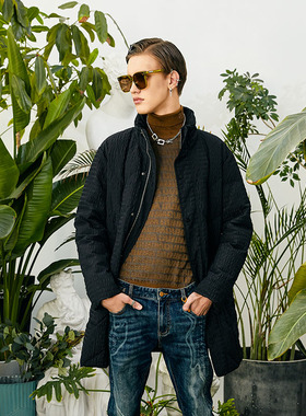 DAVID NAMAN【品质鹅绒】冬新款肌理感中长款轻柔保暖羽绒服外套