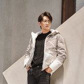 NAMAN 白鹅绒 冬季 DAVID 新品 连帽宽松休闲潮流拼接羽绒服外套