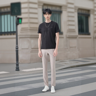 休閑燙鉆LOGO男黑色圓領(lǐng)短袖 DAVID T恤 經(jīng)典 夏季 NAMAN 桑蠶絲