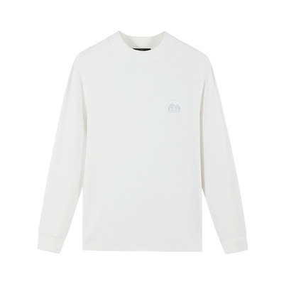 男士经典白色胸标圆领毛衫