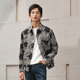 NAMAN秋季 新品 男士 DAVID 黑白拼接满印设计纯棉牛仔时尚 翻领外套