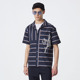 DAVID 复古商务休闲衬衣 男夏季 NAMAN横条纹刺绣短袖 衬衫