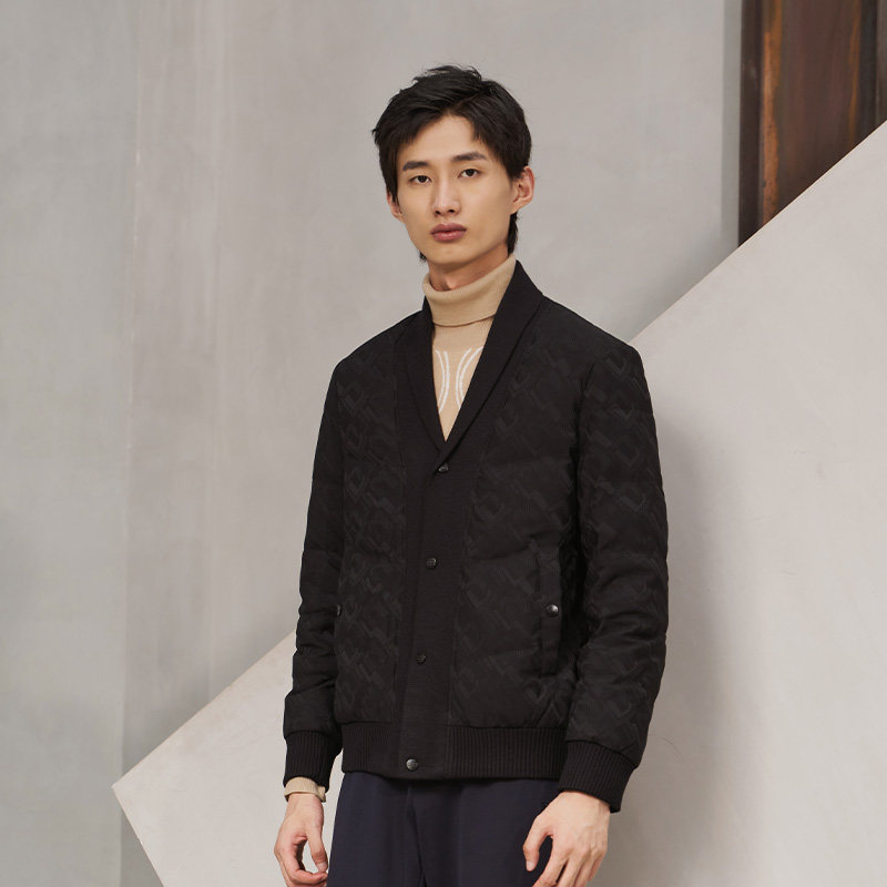 DAVID NAMAN【白鹅绒】冬季男士短款宽松保暖西装式羽绒服外套
