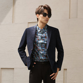 经典 DAVID NAMAN秋季 戗驳领简约大气复古纹理商务休闲西服外套男