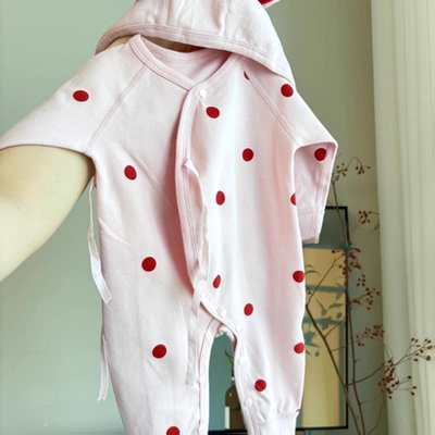 婴儿连体衣纯棉a类带帽无骨哈衣