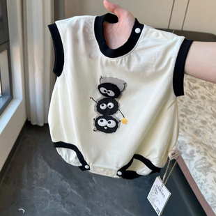 ins洋气婴儿三角包屁衣宝宝夏季 哈衣T恤A 连体衣外穿可爱爬服无袖