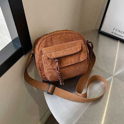 2024ins原宿灯芯绒小包包帆布斜挎包女单肩包学生小挎包