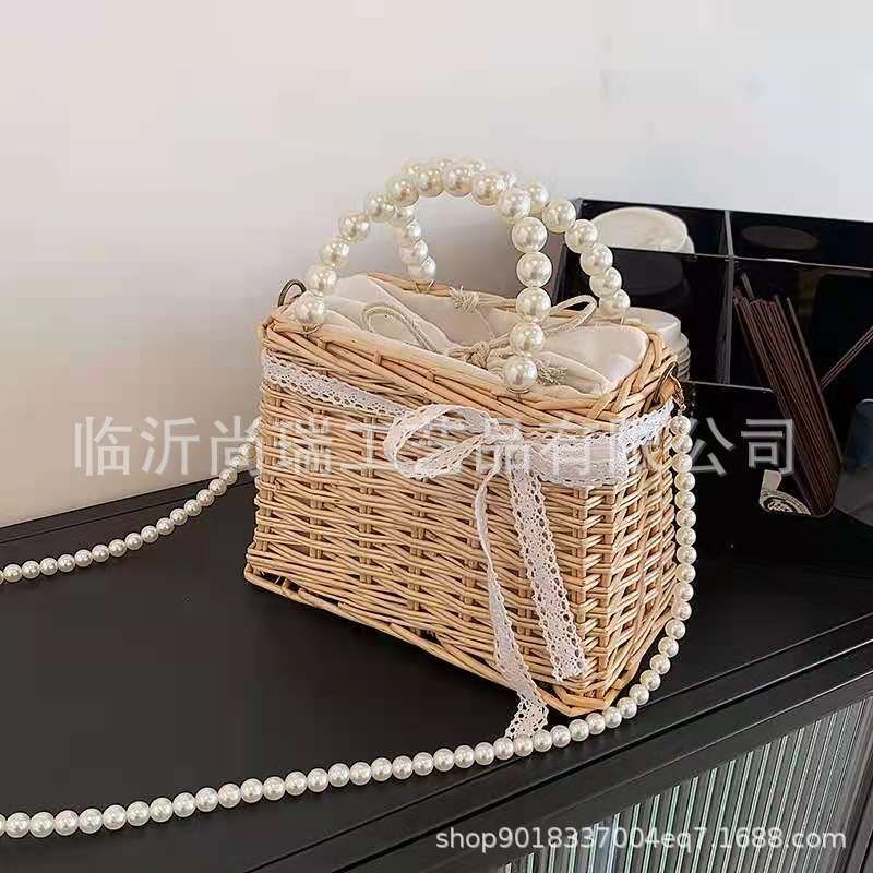 藤编花篮手提包编织菜篮子藤编包柳编新款女包ins夏日竹编包