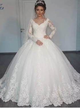 Ball Gown Wedding Dress Lace Sweep Train Bride Bridal