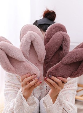 人字拖毛毛女室内居家木地板秋冬拖鞋时尚保暖slippers for women