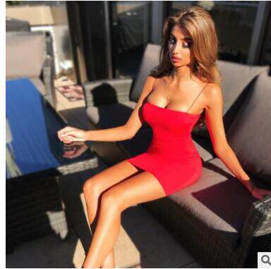 欧洲站速卖通ebay亚马逊爆款性感吊带包臀连衣裙简约黑色内搭抹胸