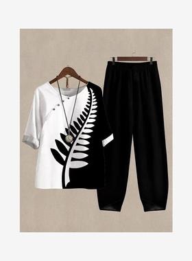 2023 women's new printed large casual suit