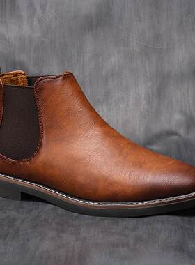 Fashion Retro Chelsea Boots Men Leather Business Dress Shoes