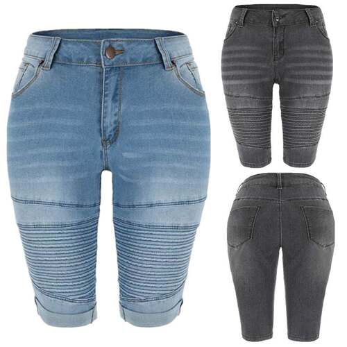 2022 High waist jeans women trousers ladies short pants 女