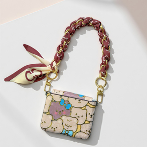 棕色卡通适用华为purax典藏版手机壳新款pocket2优享版保护壳小米mixflip2全包丝巾防摔壳三星Galaxy zflp7壳